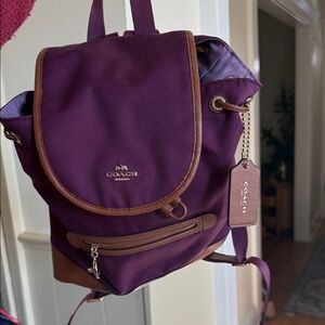 Coach Plum and Tan Backpack